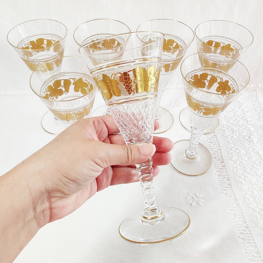 Rare Val Saint Lambert Crystal "Pampre D'Or" Stemware, Hellinger Glad Estate